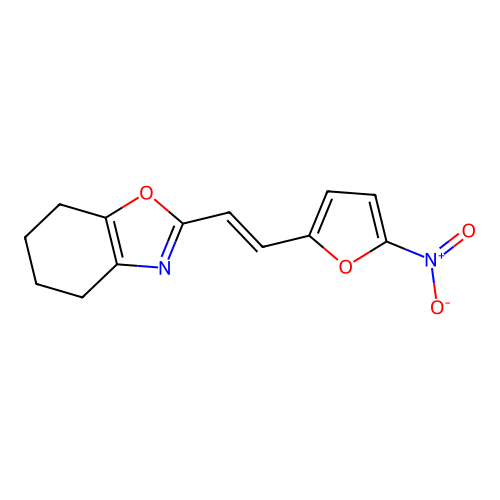 Benzoxazole, 4,5,6,7-tetrahydro-2-(2-(5-nitrofuryl)vinyl)- structure