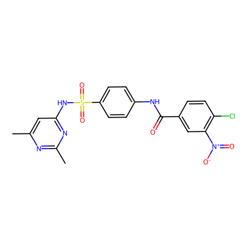 4-chloro-N-{4-[(2,6-dimethylpyrimidin-4-yl)sulfamoyl]phenyl}-3-nitrobenzamide structure