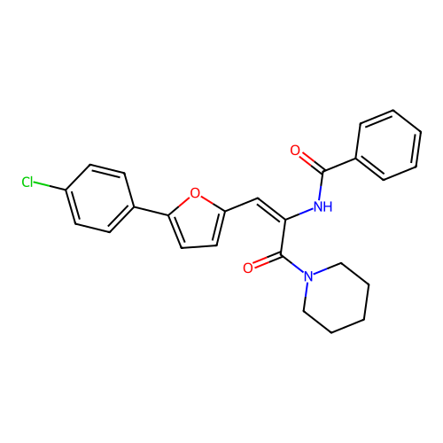 N~1~-[2-[5-(4-Chlorophenyl)-2-furyl]-1-(piperidinocarbonyl)vinyl]benzamide structure