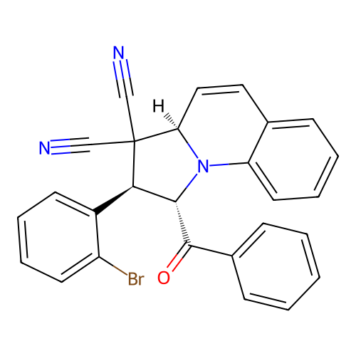 (1S,2R,3aR)-1-benzoyl-2-(2-bromophenyl)-1,2-dihydropyrrolo[1,2-a]quinoline-3,3(3aH)-dicarbonitrile structure