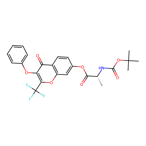 4-oxo-3-phenoxy-2-(trifluoromethyl)-4H-chromen-7-yl N-(tert-butoxycarbonyl)-D-alaninate structure