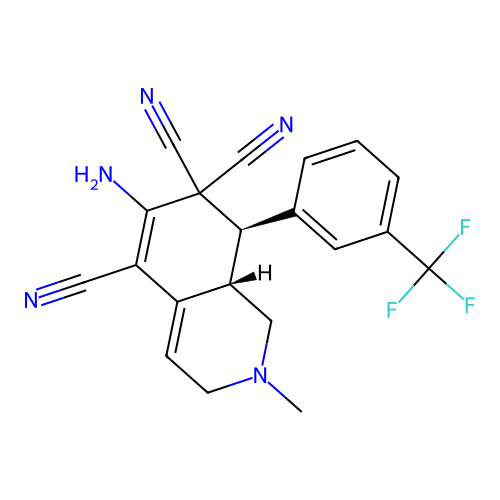 (8R,8aS)-6-amino-2-methyl-8-(3-(trifluoromethyl)phenyl)-2,3,8,8a-tetrahydroisoquinoline-5,7,7(1H)-tricarbonitrile structure