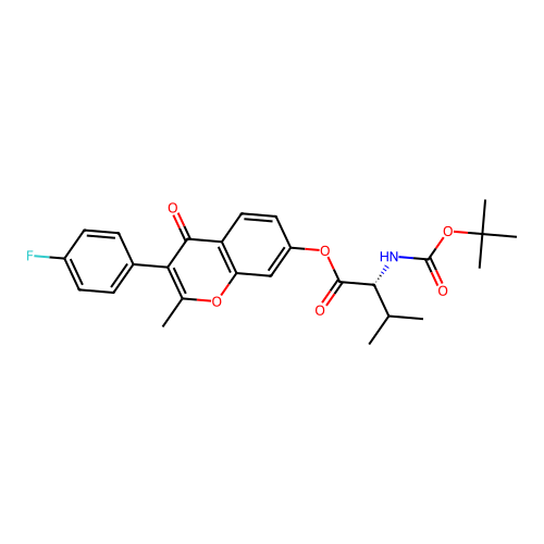 3-(4-fluorophenyl)-2-methyl-4-oxo-4H-chromen-7-yl N-(tert-butoxycarbonyl)-D-valinate structure