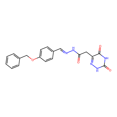 (E)-N'-(4-(benzyloxy)benzylidene)-2-(3,5-dioxo-2,3,4,5-tetrahydro-1,2,4-triazin-6-yl)acetohydrazide structure
