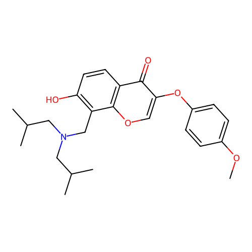 8-[[Bis(2-methylpropyl)amino]methyl]-7-hydroxy-3-(4-methoxyphenoxy)chromen-4-one structure