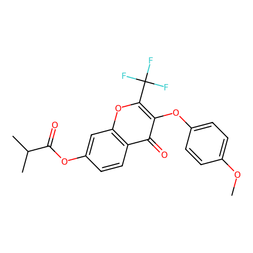 3-(4-Methoxyphenoxy)-4-oxo-2-(trifluoromethyl)chromen-7-yl 2-methylpropanoate structure