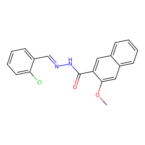 N-[(2-chlorophenyl)methylideneamino]-3-methoxynaphthalene-2-carboxamide structure