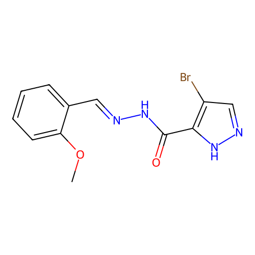 4-bromo-N'-(2-methoxybenzylidene)-1H-pyrazole-5-carbohydrazide structure