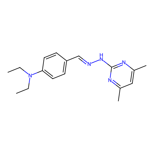 {4-[(4,6-Dimethyl-pyrimidin-2-yl)-hydrazonomethyl]-phenyl}-diethyl-amine structure