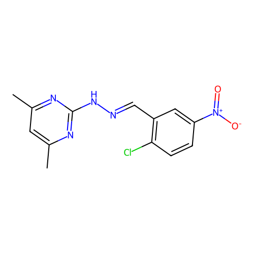 2-[(2E)-2-(2-chloro-5-nitrobenzylidene)hydrazinyl]-4,6-dimethylpyrimidine structure