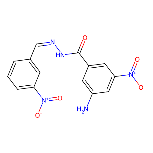 3-amino-5-nitro-N-[(Z)-(3-nitrophenyl)methylideneamino]benzamide structure
