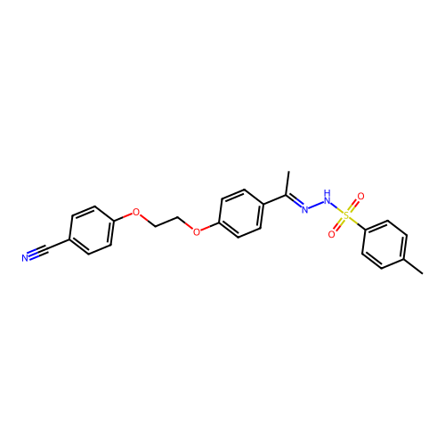 (E)-N'-(1-(4-(2-(4-cyanophenoxy)ethoxy)phenyl)ethylidene)-4-methylbenzenesulfonohydrazide structure