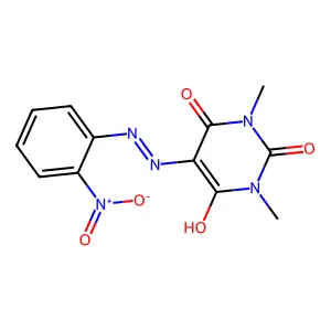 1,3-Dimethyl-5-[(2-nitrophenyl)hydrazinylidene]-1,3-diazinane-2,4,6-trione structure