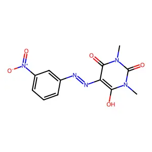 1,3-Dimethyl-5-[(3-nitrophenyl)hydrazinylidene]-1,3-diazinane-2,4,6-trione structure