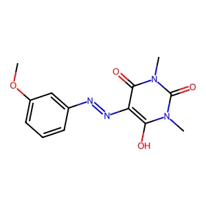 5-[(3-Methoxyphenyl)hydrazinylidene]-1,3-dimethyl-1,3-diazinane-2,4,6-trione structure
