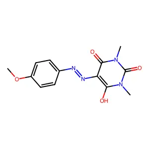 5-[(4-Methoxyphenyl)hydrazinylidene]-1,3-dimethyl-1,3-diazinane-2,4,6-trione structure