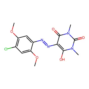 5-[(4-chloro-2,5-dimethoxyphenyl)hydrazinylidene]-1,3-dimethyl-1,3-diazinane-2,4,6-trione structure