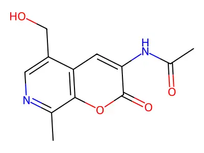 N-(5-Hydroxymethyl-8-methyl-2-oxo-2H-pyrano(2,3-C)pyridin-3-YL)-acetamide structure