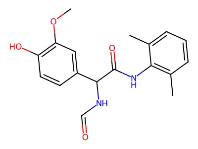 N-(2,6-dimethylphenyl)-2-formamido-2-(4-hydroxy-3-methoxyphenyl)acetamide structure
