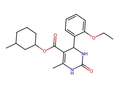 3-methylcyclohexyl 4-(2-ethoxyphenyl)-6-methyl-2-oxo-1,2,3,4-tetrahydropyrimidine-5-carboxylate structure