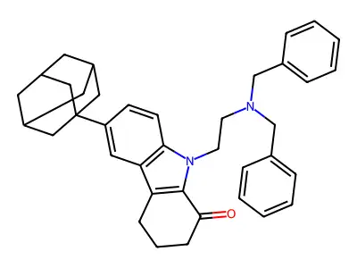 6-(1-adamantyl)-9-[2-(dibenzylamino)ethyl]-3,4-dihydro-2H-carbazol-1-one structure