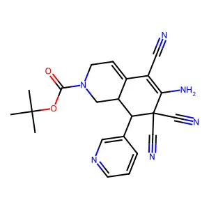 (8S,8aR)-tert-butyl 6-amino-5,7,7-tricyano-8-(pyridin-3-yl)-1,7,8,8a-tetrahydroisoquinoline-2(3H)-carboxylate structure