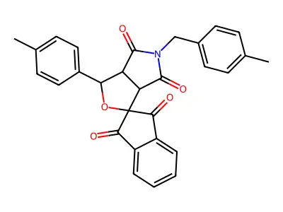 1-(4-methylphenyl)-5-[(4-methylphenyl)methyl]spiro[3a,6a-dihydro-1H-furo[3,4-c]pyrrole-3,2'-indene]-1',3',4,6-tetrone structure