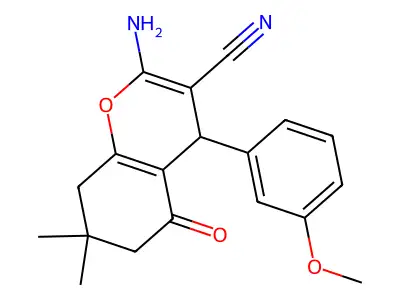 2-amino-4-(3-methoxyphenyl)-7,7-dimethyl-5-oxo-5,6,7,8-tetrahydro-4H-chromene-3-carbonitrile structure