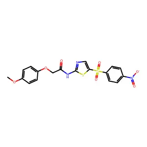 2-(4-methoxyphenoxy)-N-[5-(4-nitrophenyl)sulfonyl-1,3-thiazol-2-yl]acetamide structure