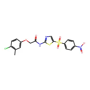 2-(4-chloro-3-methylphenoxy)-N-[5-(4-nitrophenyl)sulfonyl-1,3-thiazol-2-yl]acetamide structure