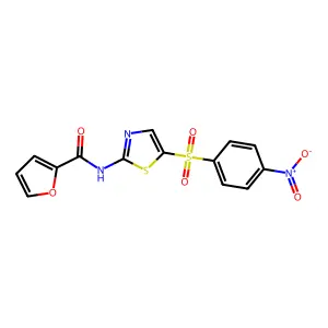 N-[5-(4-nitrobenzenesulfonyl)-1,3-thiazol-2-yl]furan-2-carboxamide structure