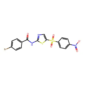 4-bromo-N-(5-((4-nitrophenyl)sulfonyl)thiazol-2-yl)benzamide structure