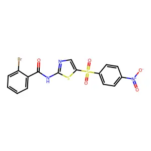 2-bromo-N-(5-((4-nitrophenyl)sulfonyl)thiazol-2-yl)benzamide structure