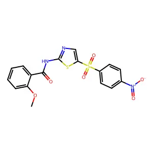 2-methoxy-N-(5-((4-nitrophenyl)sulfonyl)thiazol-2-yl)benzamide structure