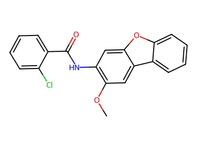 2-chloro-N-(2-methoxydibenzofuran-3-yl)benzamide structure