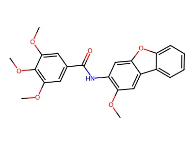 3,4,5-Trimethoxy-N-(2-methoxy-dibenzofuran-3-yl)-benzamide structure