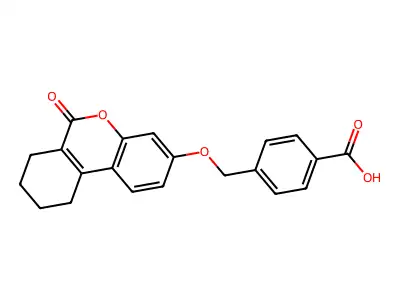 Benzoic acid, 4-(6-oxo-7,8,9,10-tetrahydro-6H-benzo[c]chromen-3-yloxymethyl)- structure