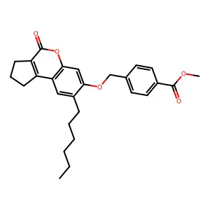 methyl 4-{[(8-hexyl-4-oxo-1,2,3,4-tetrahydrocyclopenta[c]chromen-7-yl)oxy]methyl}benzoate structure