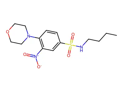 N-butyl-4-morpholin-4-yl-3-nitrobenzenesulfonamide structure