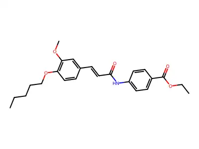 Ethyl 4-((3-(3-methoxy-4-(pentyloxy)phenyl)acryloyl)amino)benzoate structure