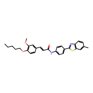 (2E)-3-(3-methoxy-4-pentyloxyphenyl)-N-[4-(6-methylbenzothiazol-2-yl)phenyl]pr op-2-enamide structure