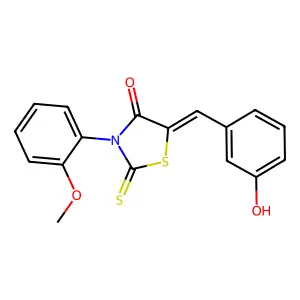 (5Z)-5-(3-hydroxybenzylidene)-3-(2-methoxyphenyl)-2-thioxo-1,3-thiazolidin-4-one structure