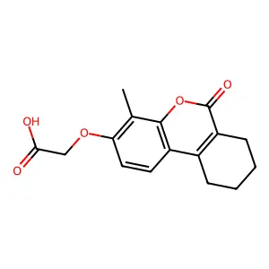 2-((4-methyl-6-oxo-6H,7H,8H,9H,10H-cyclohexa(c)chromen-3-yl)oxy)acetic acid structure