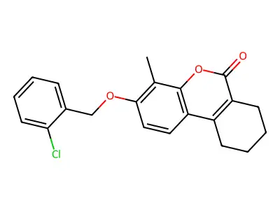 3-[(2-chlorobenzyl)oxy]-4-methyl-7,8,9,10-tetrahydro-6H-benzo[c]chromen-6-one structure