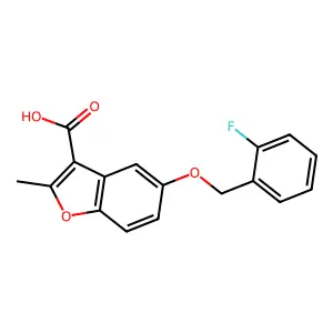 5-[(2-Fluorophenyl)methoxy]-2-methyl-1-benzofuran-3-carboxylic acid structure