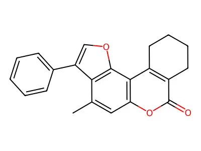 4-methyl-3-phenyl-8,9,10,11-tetrahydro-7H-benzo[c]furo[2,3-f]chromen-7-one structure