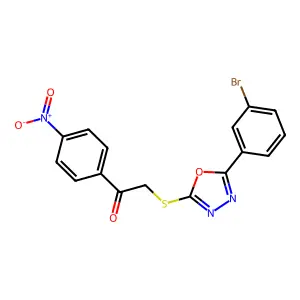 2-((5-(3-Bromophenyl)-1,3,4-oxadiazol-2-yl)thio)-1-(4-nitrophenyl)ethanone structure