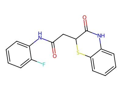 N-(2-fluorophenyl)-2-(3-oxo-3,4-dihydro-2H-1,4-benzothiazin-2-yl)acetamide structure