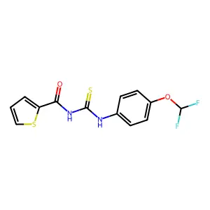 N-((4-(difluoromethoxy)phenyl)carbamothioyl)thiophene-2-carboxamide structure