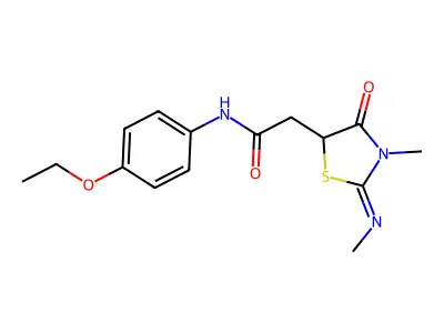 (Z)-N-(4-ethoxyphenyl)-2-(3-methyl-2-(methylimino)-4-oxothiazolidin-5-yl)acetamide structure
